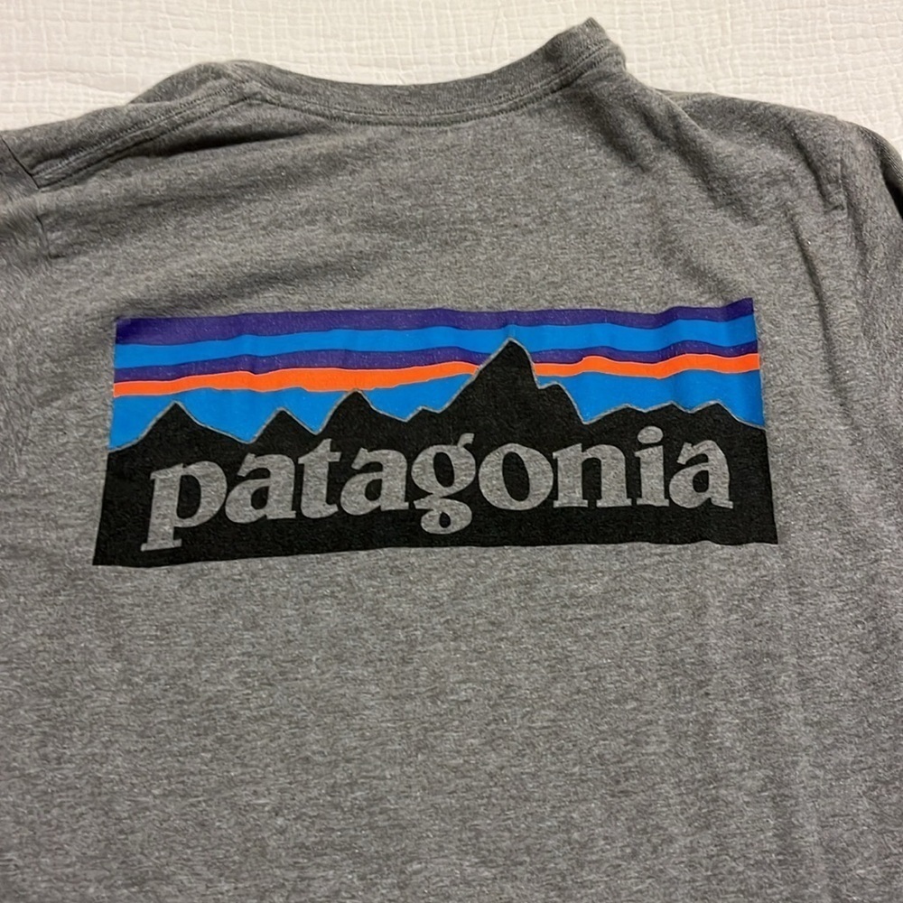 Patagonia Mens Small Long Sleeve Shirt Logo Responsibili-Tee Spellout Graphic